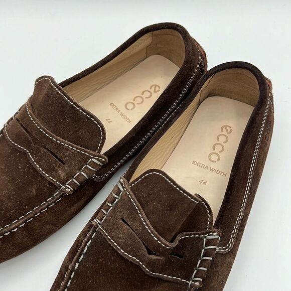 ECCO Brown Suede Casual Penny Loafers Size 44/10-10.5 Slip On Comfort Shoes B16B main image 7